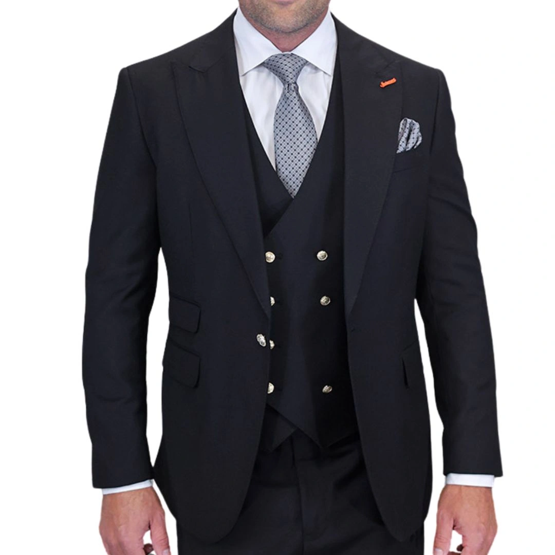 Collection Aether Crest : Élégance noire, costume moderne 3 pièces, sophistication assumée.