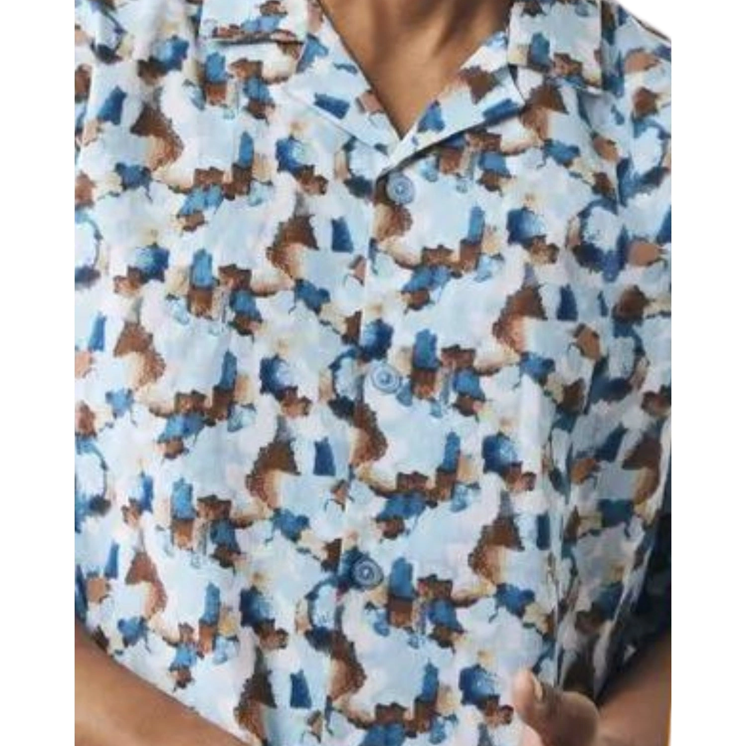 Chemise en lin boutons bleus aquarelle abstraite un souffle d'art sur votre dos